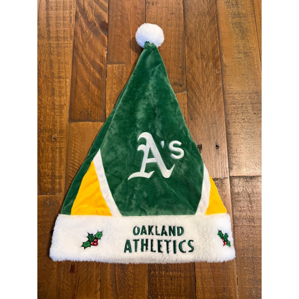 Oakland Athletics MLB Santa Hat FOCO Green White Yellow Christmas Holiday Hat